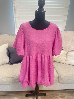 Entro Pink Bubble Hem Blouse Size 1X
